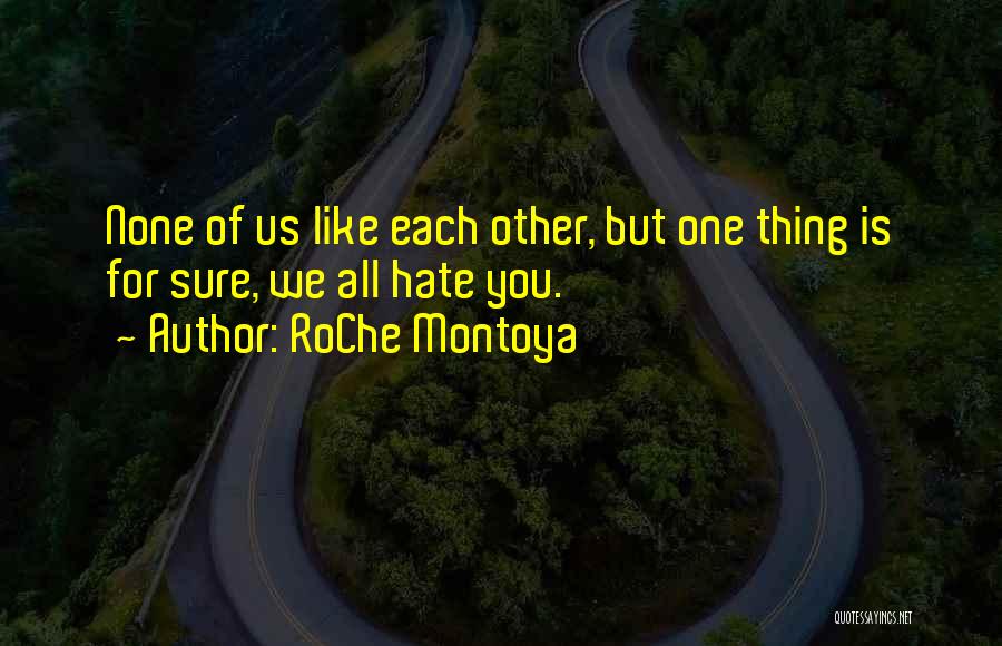 RoChe Montoya Quotes: None Of Us Like Each Other, But One Thing Is For Sure, We All Hate You.