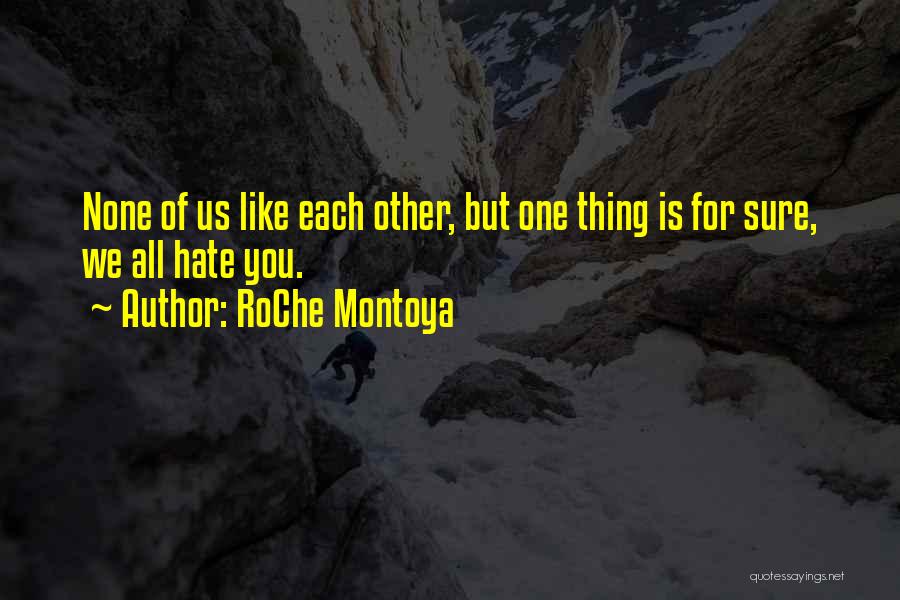 RoChe Montoya Quotes: None Of Us Like Each Other, But One Thing Is For Sure, We All Hate You.