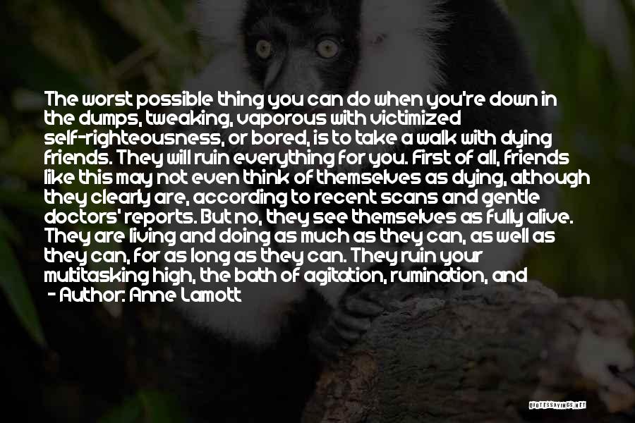 Anne Lamott Quotes: The Worst Possible Thing You Can Do When You're Down In The Dumps, Tweaking, Vaporous With Victimized Self-righteousness, Or Bored,