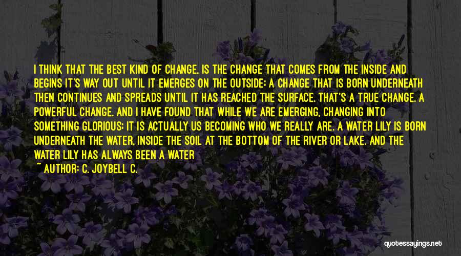 C. JoyBell C. Quotes: I Think That The Best Kind Of Change, Is The Change That Comes From The Inside And Begins It's Way