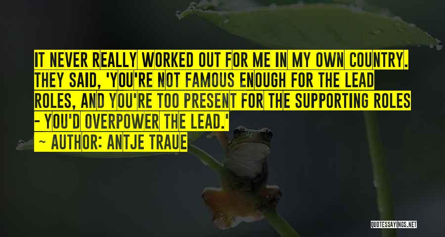 Antje Traue Quotes: It Never Really Worked Out For Me In My Own Country. They Said, 'you're Not Famous Enough For The Lead