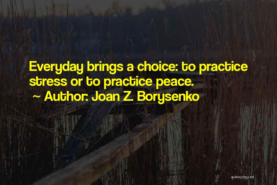 Joan Z. Borysenko Quotes: Everyday Brings A Choice: To Practice Stress Or To Practice Peace.