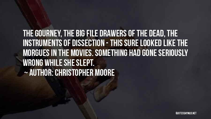Christopher Moore Quotes: The Gourney, The Big File Drawers Of The Dead, The Instruments Of Dissection - This Sure Looked Like The Morgues