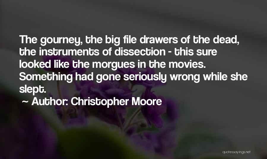 Christopher Moore Quotes: The Gourney, The Big File Drawers Of The Dead, The Instruments Of Dissection - This Sure Looked Like The Morgues