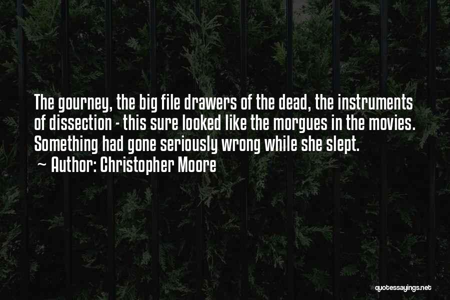 Christopher Moore Quotes: The Gourney, The Big File Drawers Of The Dead, The Instruments Of Dissection - This Sure Looked Like The Morgues