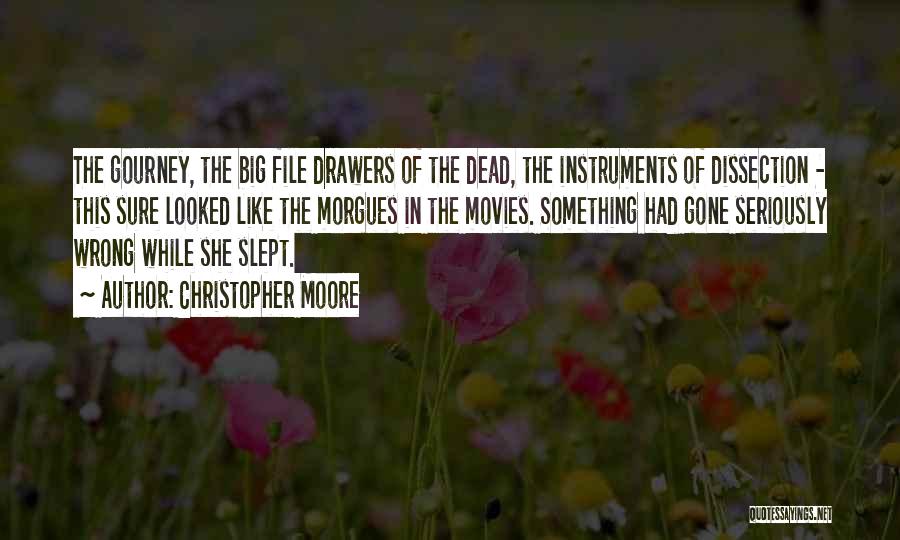 Christopher Moore Quotes: The Gourney, The Big File Drawers Of The Dead, The Instruments Of Dissection - This Sure Looked Like The Morgues