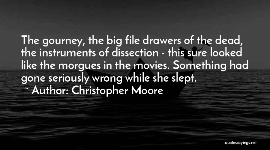 Christopher Moore Quotes: The Gourney, The Big File Drawers Of The Dead, The Instruments Of Dissection - This Sure Looked Like The Morgues