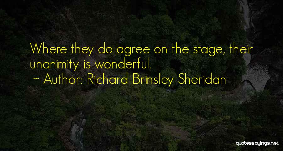 Richard Brinsley Sheridan Quotes: Where They Do Agree On The Stage, Their Unanimity Is Wonderful.