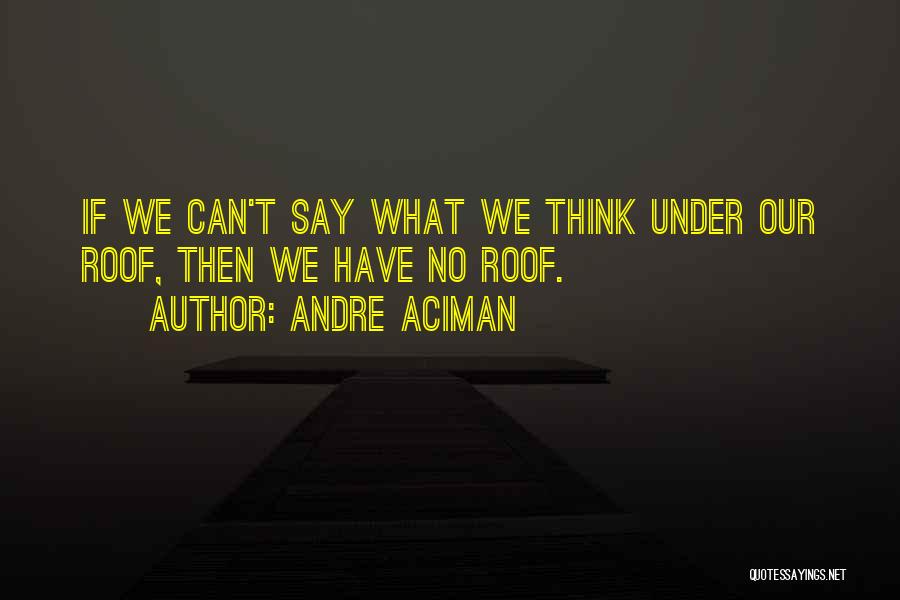 Andre Aciman Quotes: If We Can't Say What We Think Under Our Roof, Then We Have No Roof.