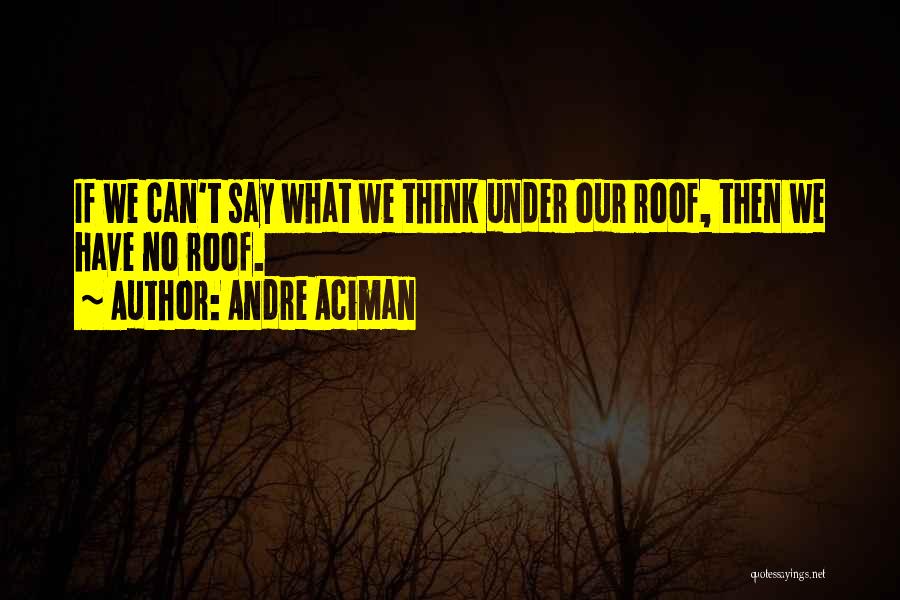 Andre Aciman Quotes: If We Can't Say What We Think Under Our Roof, Then We Have No Roof.