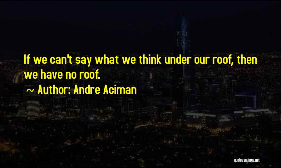 Andre Aciman Quotes: If We Can't Say What We Think Under Our Roof, Then We Have No Roof.