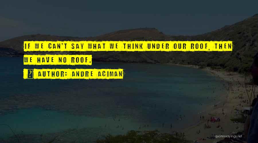 Andre Aciman Quotes: If We Can't Say What We Think Under Our Roof, Then We Have No Roof.