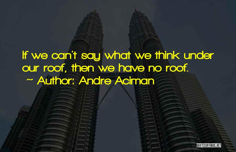 Andre Aciman Quotes: If We Can't Say What We Think Under Our Roof, Then We Have No Roof.