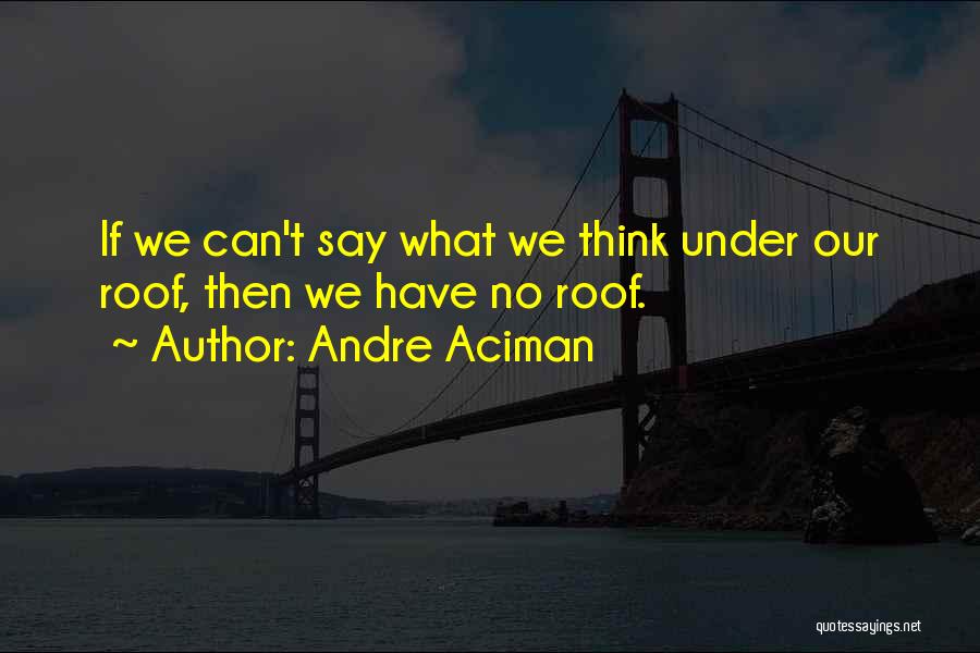Andre Aciman Quotes: If We Can't Say What We Think Under Our Roof, Then We Have No Roof.