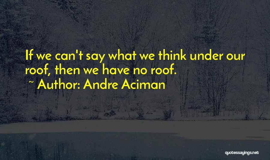Andre Aciman Quotes: If We Can't Say What We Think Under Our Roof, Then We Have No Roof.