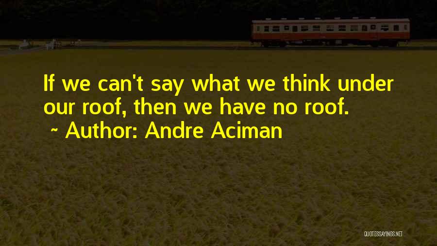 Andre Aciman Quotes: If We Can't Say What We Think Under Our Roof, Then We Have No Roof.