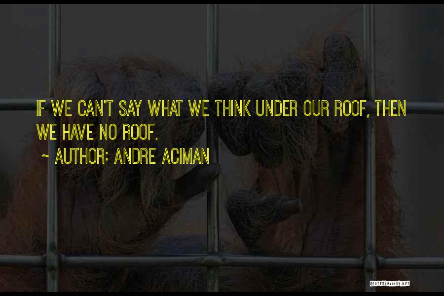 Andre Aciman Quotes: If We Can't Say What We Think Under Our Roof, Then We Have No Roof.