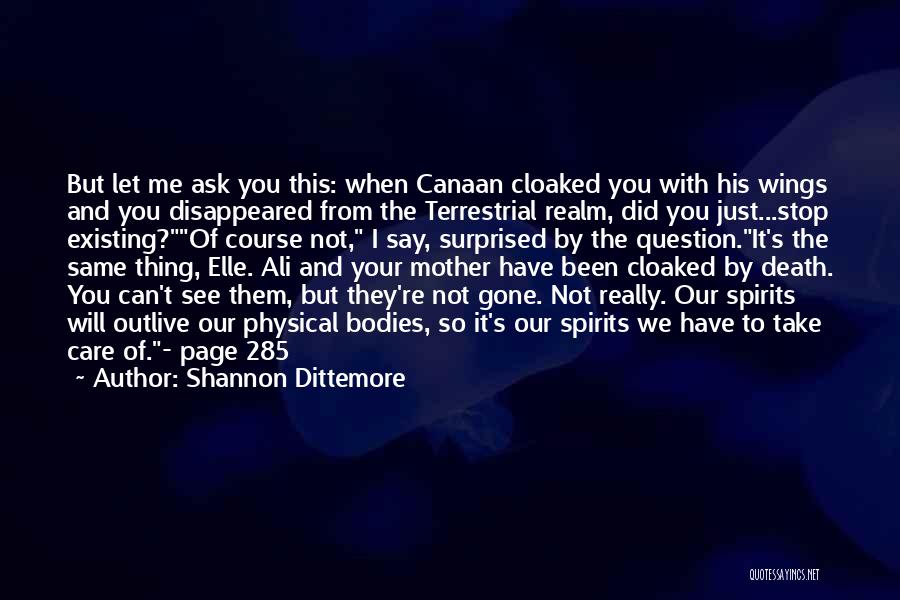 Shannon Dittemore Quotes: But Let Me Ask You This: When Canaan Cloaked You With His Wings And You Disappeared From The Terrestrial Realm,