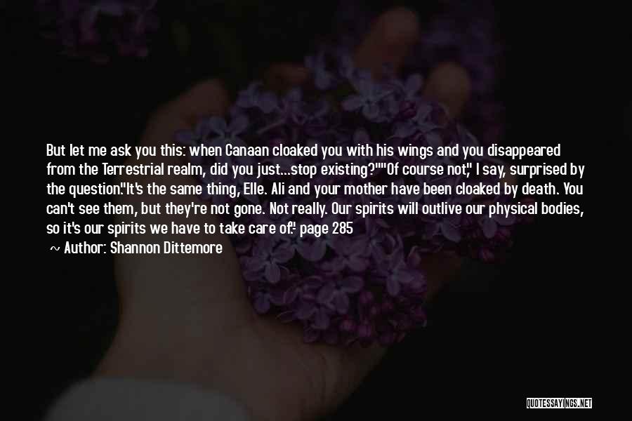 Shannon Dittemore Quotes: But Let Me Ask You This: When Canaan Cloaked You With His Wings And You Disappeared From The Terrestrial Realm,
