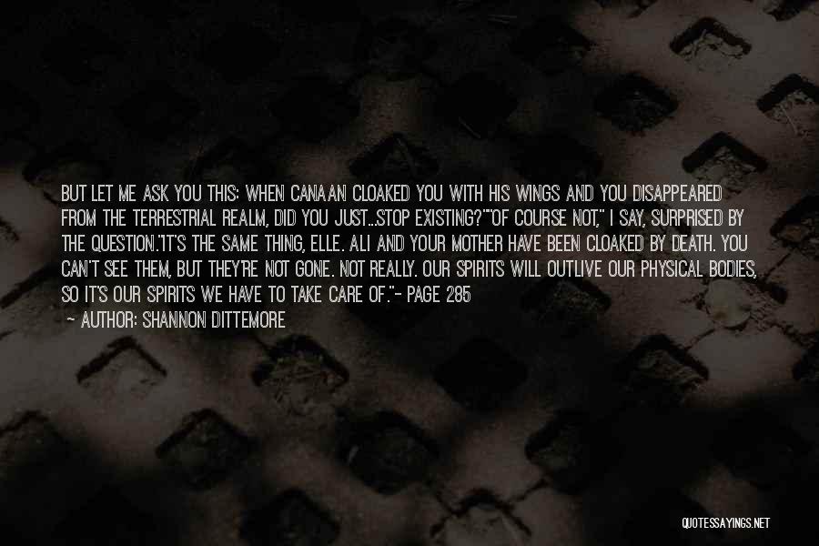 Shannon Dittemore Quotes: But Let Me Ask You This: When Canaan Cloaked You With His Wings And You Disappeared From The Terrestrial Realm,