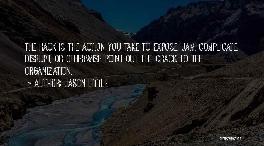 Jason Little Quotes: The Hack Is The Action You Take To Expose, Jam, Complicate, Disrupt, Or Otherwise Point Out The Crack To The