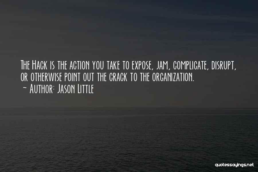 Jason Little Quotes: The Hack Is The Action You Take To Expose, Jam, Complicate, Disrupt, Or Otherwise Point Out The Crack To The