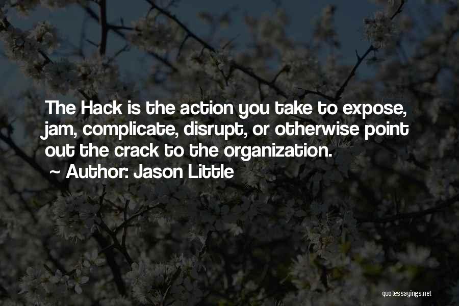 Jason Little Quotes: The Hack Is The Action You Take To Expose, Jam, Complicate, Disrupt, Or Otherwise Point Out The Crack To The