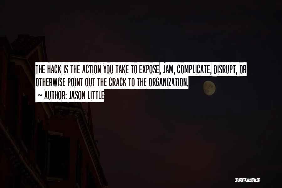 Jason Little Quotes: The Hack Is The Action You Take To Expose, Jam, Complicate, Disrupt, Or Otherwise Point Out The Crack To The