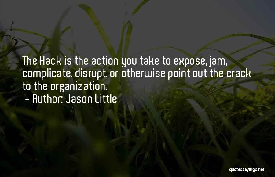 Jason Little Quotes: The Hack Is The Action You Take To Expose, Jam, Complicate, Disrupt, Or Otherwise Point Out The Crack To The