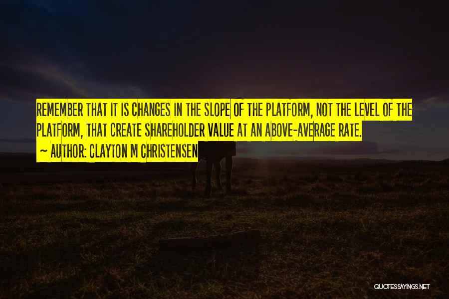 Clayton M Christensen Quotes: Remember That It Is Changes In The Slope Of The Platform, Not The Level Of The Platform, That Create Shareholder