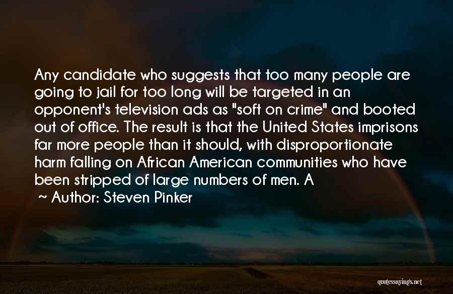 Steven Pinker Quotes: Any Candidate Who Suggests That Too Many People Are Going To Jail For Too Long Will Be Targeted In An