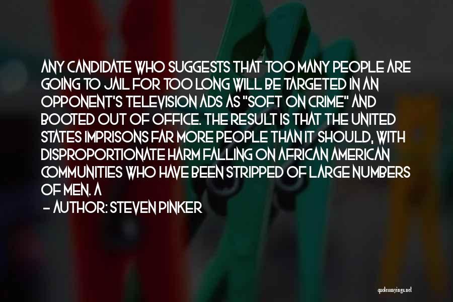 Steven Pinker Quotes: Any Candidate Who Suggests That Too Many People Are Going To Jail For Too Long Will Be Targeted In An