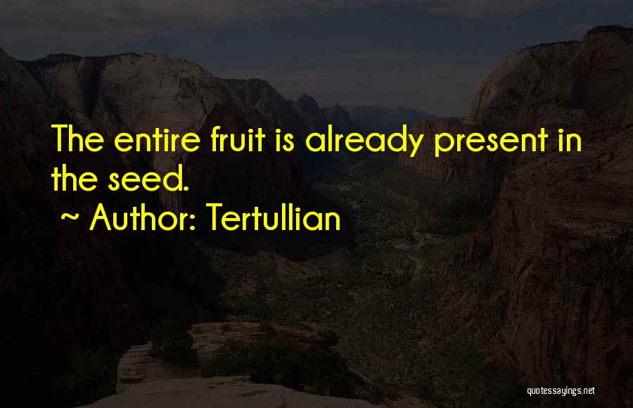 Tertullian Quotes: The Entire Fruit Is Already Present In The Seed.