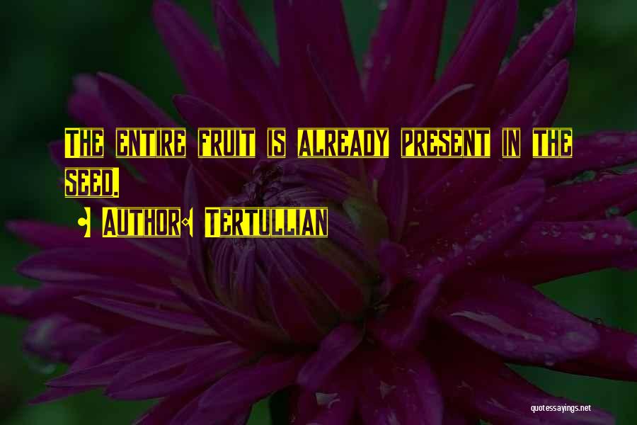 Tertullian Quotes: The Entire Fruit Is Already Present In The Seed.