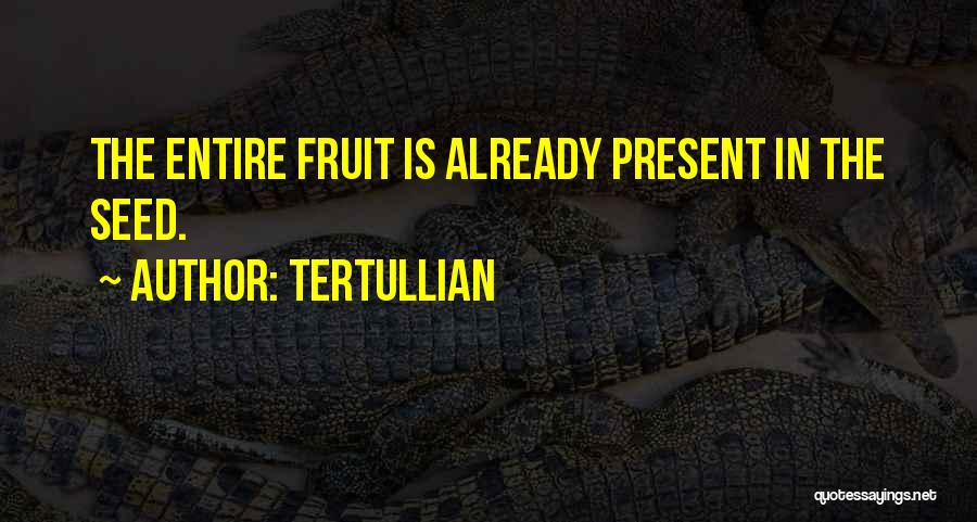Tertullian Quotes: The Entire Fruit Is Already Present In The Seed.