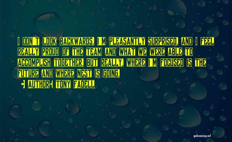 Tony Fadell Quotes: I Don't Look Backwards. I'm Pleasantly Surprised, And I Feel Really Proud Of The Team And What We Were Able