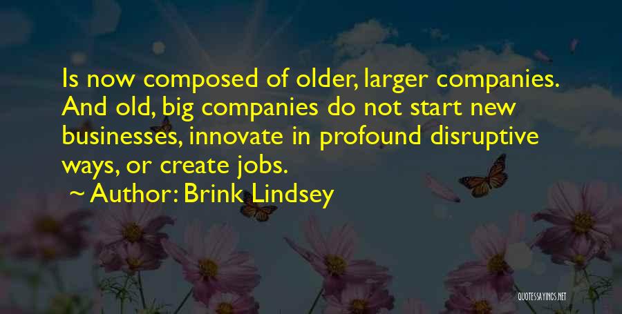 Brink Lindsey Quotes: Is Now Composed Of Older, Larger Companies. And Old, Big Companies Do Not Start New Businesses, Innovate In Profound Disruptive