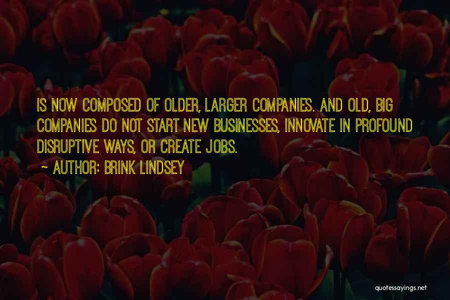 Brink Lindsey Quotes: Is Now Composed Of Older, Larger Companies. And Old, Big Companies Do Not Start New Businesses, Innovate In Profound Disruptive