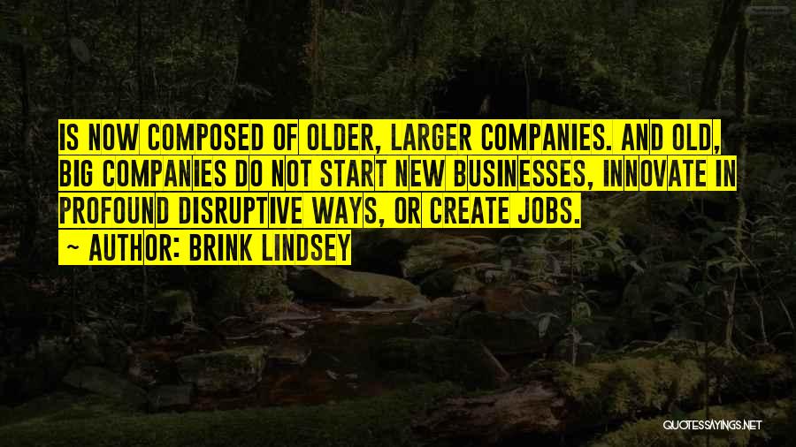 Brink Lindsey Quotes: Is Now Composed Of Older, Larger Companies. And Old, Big Companies Do Not Start New Businesses, Innovate In Profound Disruptive