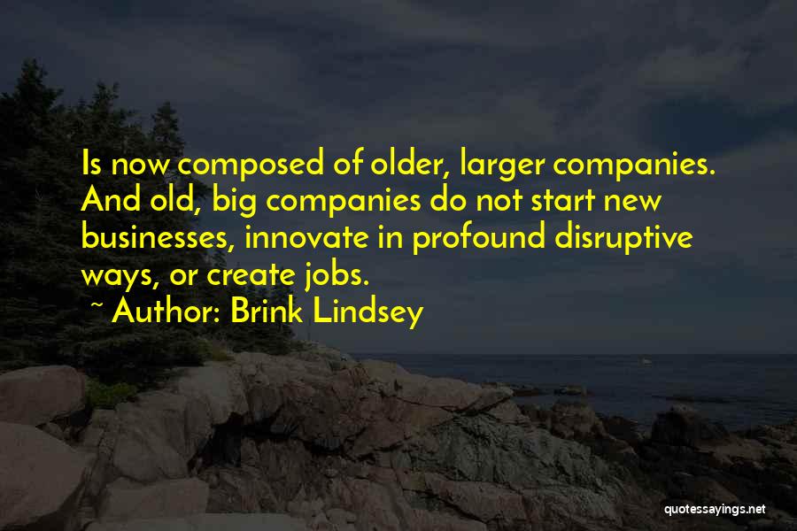 Brink Lindsey Quotes: Is Now Composed Of Older, Larger Companies. And Old, Big Companies Do Not Start New Businesses, Innovate In Profound Disruptive