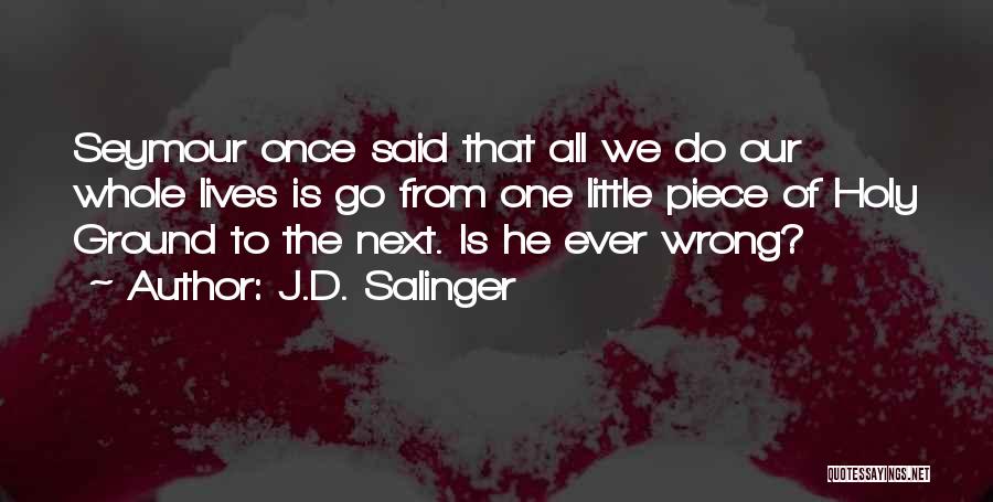 J.D. Salinger Quotes: Seymour Once Said That All We Do Our Whole Lives Is Go From One Little Piece Of Holy Ground To