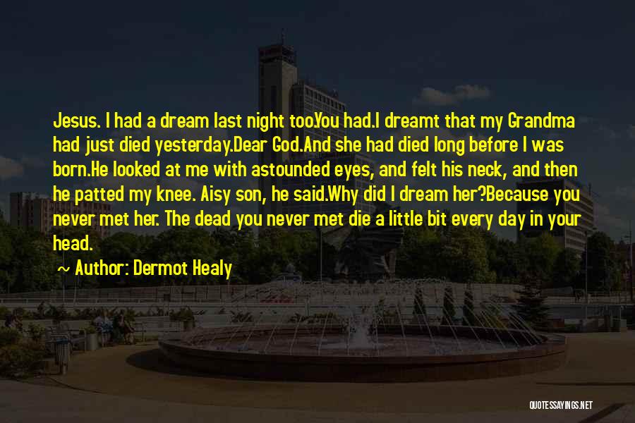 Dermot Healy Quotes: Jesus. I Had A Dream Last Night Too.you Had.i Dreamt That My Grandma Had Just Died Yesterday.dear God.and She Had