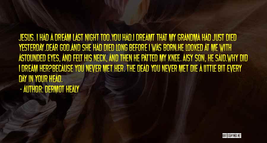 Dermot Healy Quotes: Jesus. I Had A Dream Last Night Too.you Had.i Dreamt That My Grandma Had Just Died Yesterday.dear God.and She Had