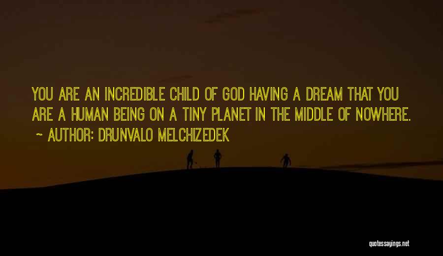 Drunvalo Melchizedek Quotes: You Are An Incredible Child Of God Having A Dream That You Are A Human Being On A Tiny Planet