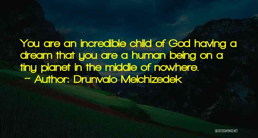 Drunvalo Melchizedek Quotes: You Are An Incredible Child Of God Having A Dream That You Are A Human Being On A Tiny Planet
