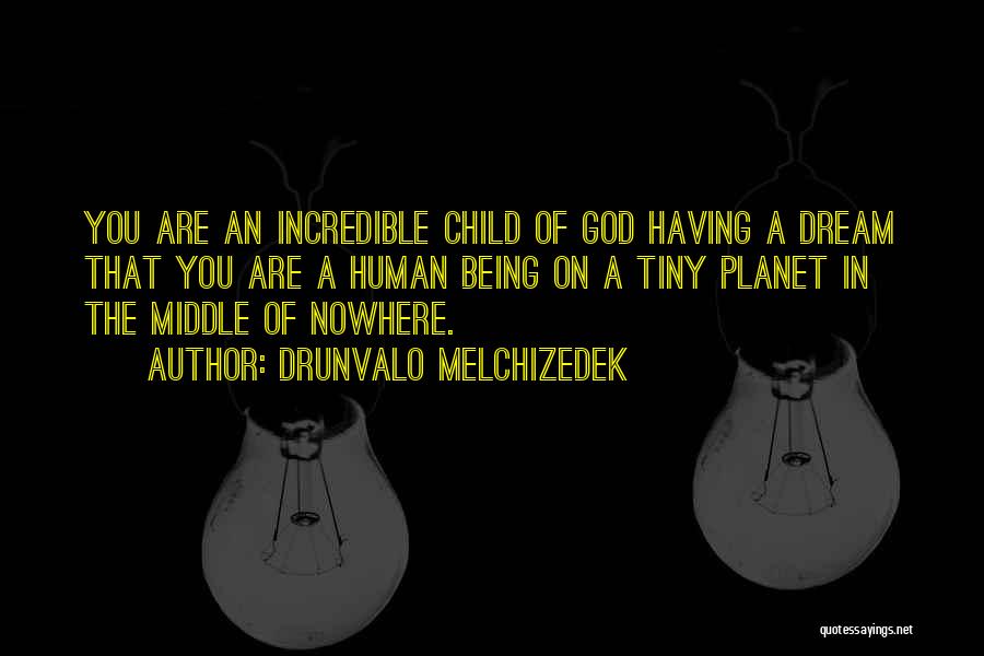 Drunvalo Melchizedek Quotes: You Are An Incredible Child Of God Having A Dream That You Are A Human Being On A Tiny Planet