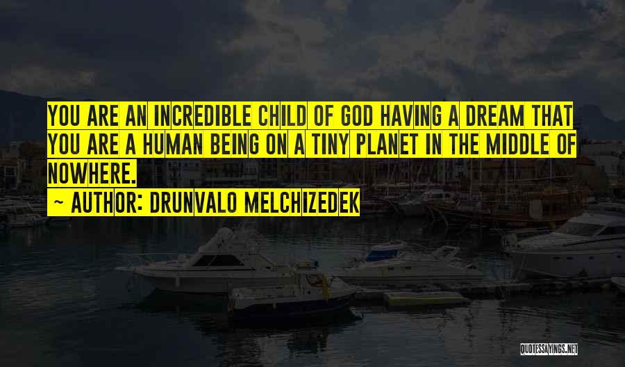 Drunvalo Melchizedek Quotes: You Are An Incredible Child Of God Having A Dream That You Are A Human Being On A Tiny Planet