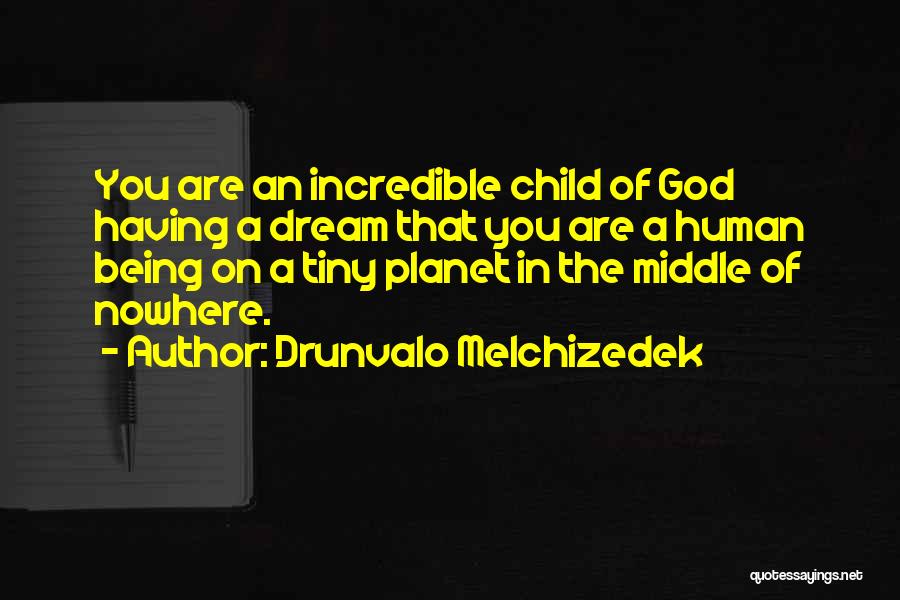 Drunvalo Melchizedek Quotes: You Are An Incredible Child Of God Having A Dream That You Are A Human Being On A Tiny Planet