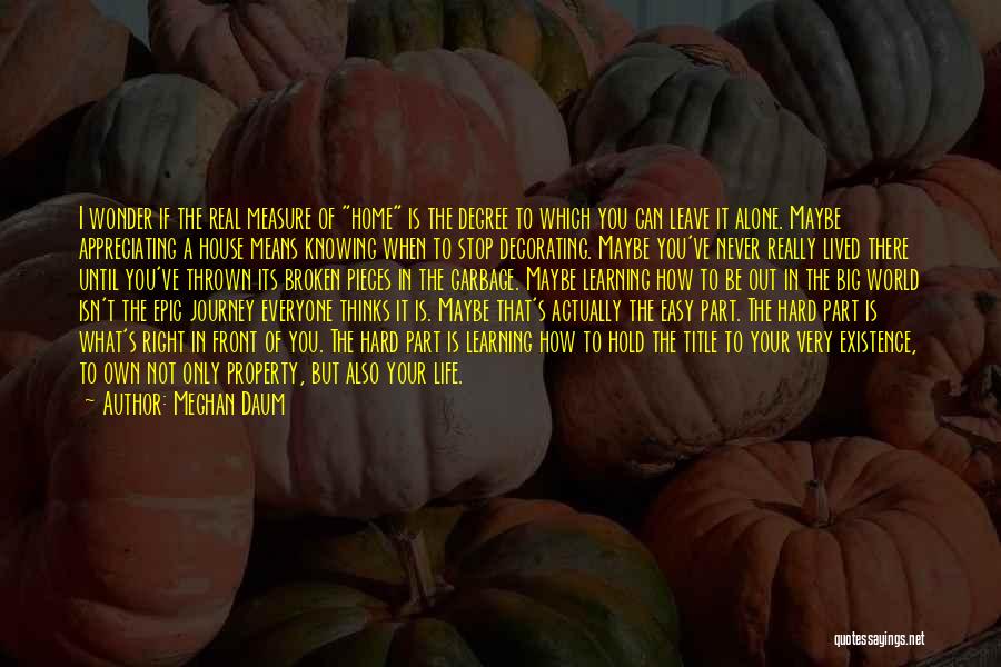 Meghan Daum Quotes: I Wonder If The Real Measure Of Home Is The Degree To Which You Can Leave It Alone. Maybe Appreciating