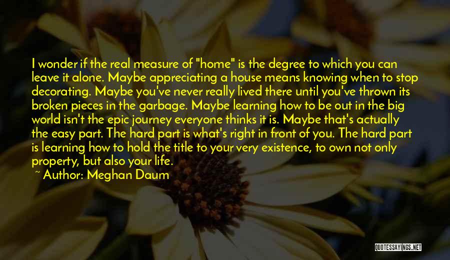 Meghan Daum Quotes: I Wonder If The Real Measure Of Home Is The Degree To Which You Can Leave It Alone. Maybe Appreciating